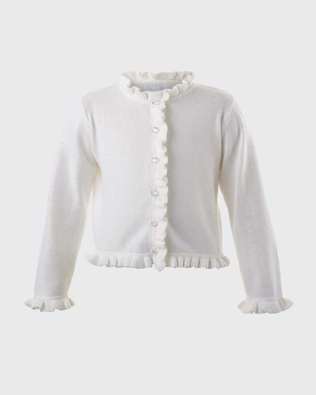 Girl's Ruffle Iridescent Knit Cardigan, Size 3T-10